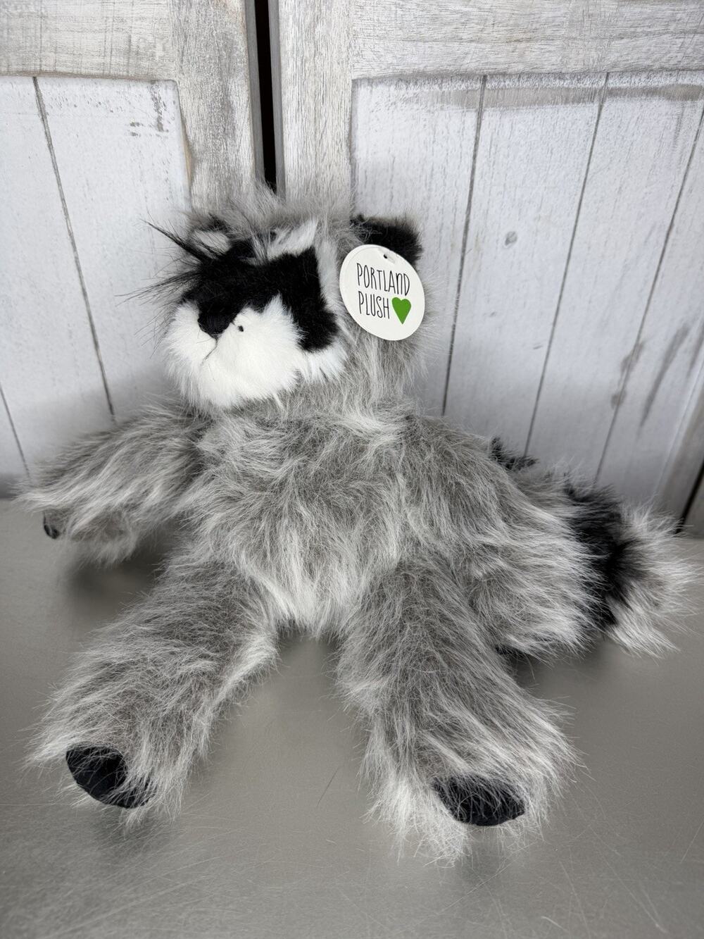 New! Portland Plush Raccoon Raquel Fluffy Eyebrows Stuffed Animal Plushie